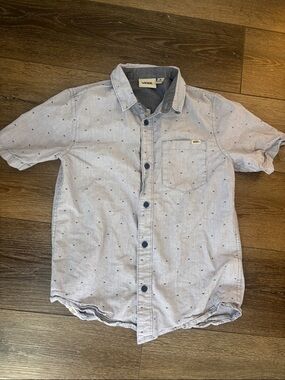 Vans Light Blue Short Sleeve Button-Down with Navy Micro Dots